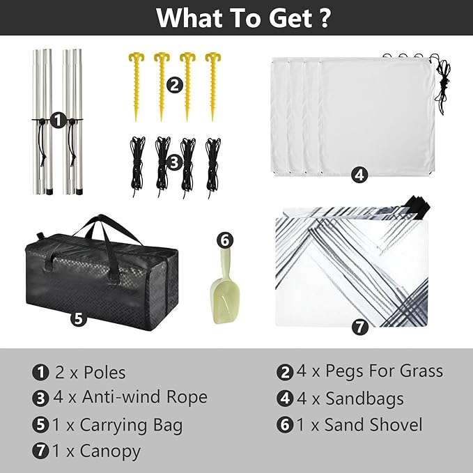 Silver Checked Hand-Drawn Sketch Beach Tent &amp Canopy UPF50+ Protection Easy Setup Shade Sun Shelter with Sandbags &amp Sand Shovel for Backyard and Camping