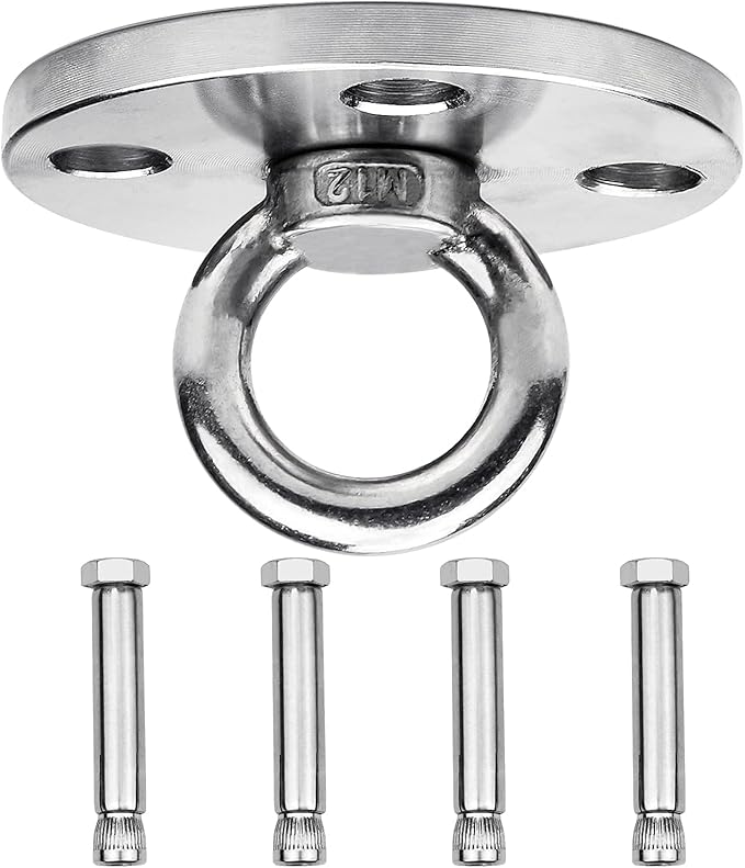 Heavy Duty Swing Hanger Hooks Stainless Steel Swing Set Accessories 360° Swivel Wall Ceiling Mount Bracket with Screw Bearable 500kg for Yoga Hammock Chair Sandbag Swing Sets