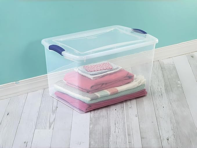 (2pack) 66 Quart Clear Plastic Storage Bins with Latch Lid Extra Large Stackable Storage Containers for Home Organization Heavy-Duty Plastic Storage Totes for Clothes Blankets Seasonal Items