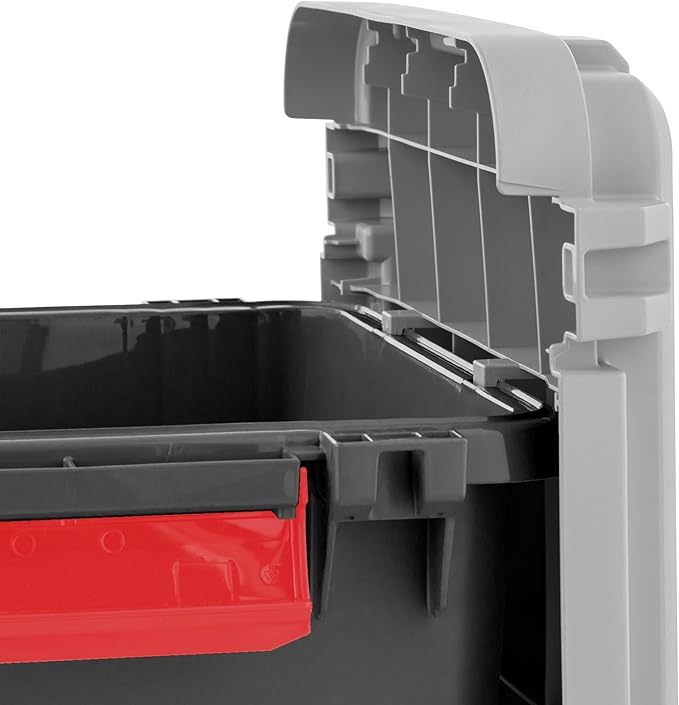 IRIS USA 2 Pack TrailBox 43 Gallon Lockable Storage Trunk Box Truck Bed Bin Heavy-Duty Containers Camping Gear Adventure Chest - Black/Gray