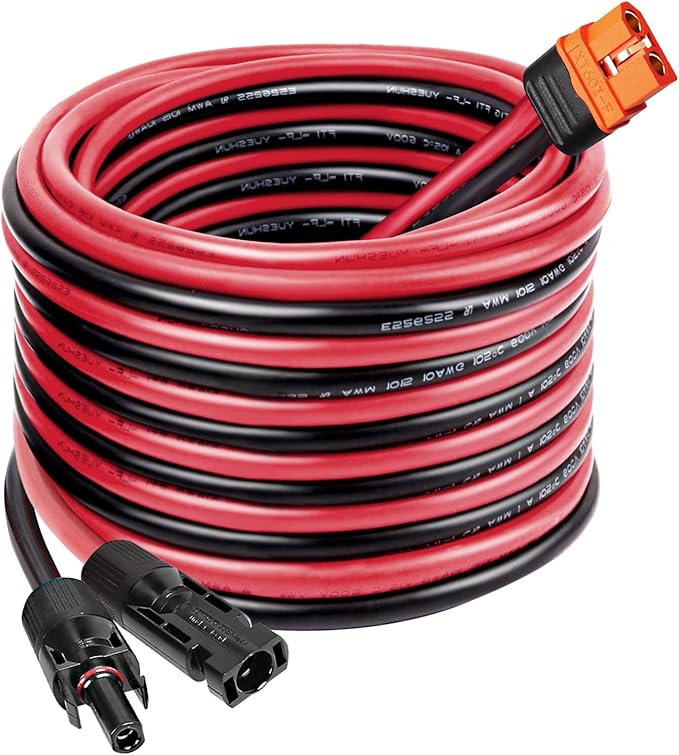 MOOKEERF 20FT Solar Panel to XT60i Adapter Connector XT60i-F Extension Cable for Portable Power Station Solar Generator