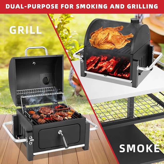 Kendane Portable Charcoal Grill with 314 Square Inch Cooking AreaCompact Tabletop Charcoal Grill with Warming RackSmall BBQ Grill with Charcoal Tray for Outdoor Camping Picnic