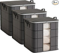 3 Pack 100 L Clothes Storage Bags Collapsible Closet Organizers Large Storage Bins with Reinforced Handles Heavy-Duty Storage Totes for Clothes Comforters Blankets &amp Pillows (Black)