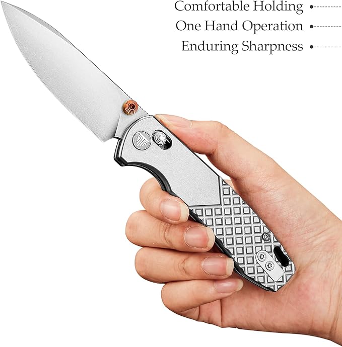 TRIVISA Pocket Knife 3'' M390 Blade Folding Knife for Men Women Titanium Handle Folding Pocket Knives with Clip Crossbar Lock Thumb Studs Opener EDC Knife for Camping Outdoor Hiking Dragonfly-O
