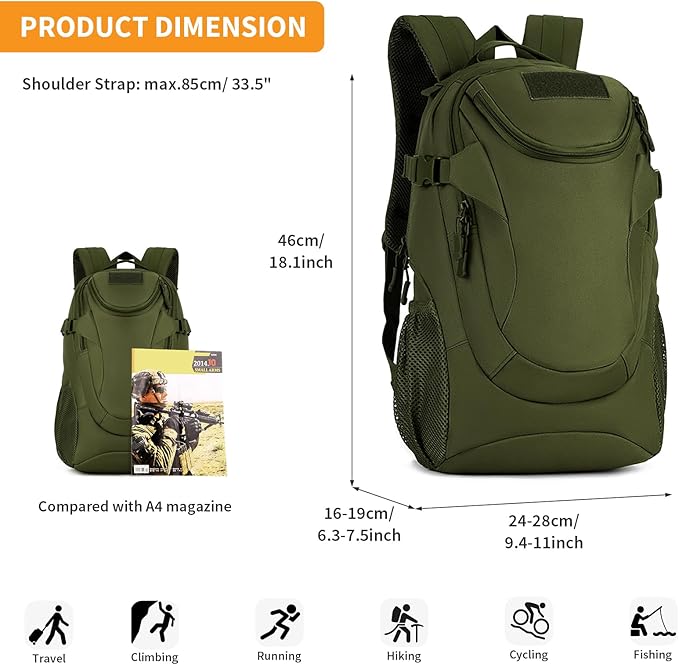 HUNTVP 25L Tactical Backpack Rucksack Tactical Assault Pack Military Bag WR | Rucksack WR