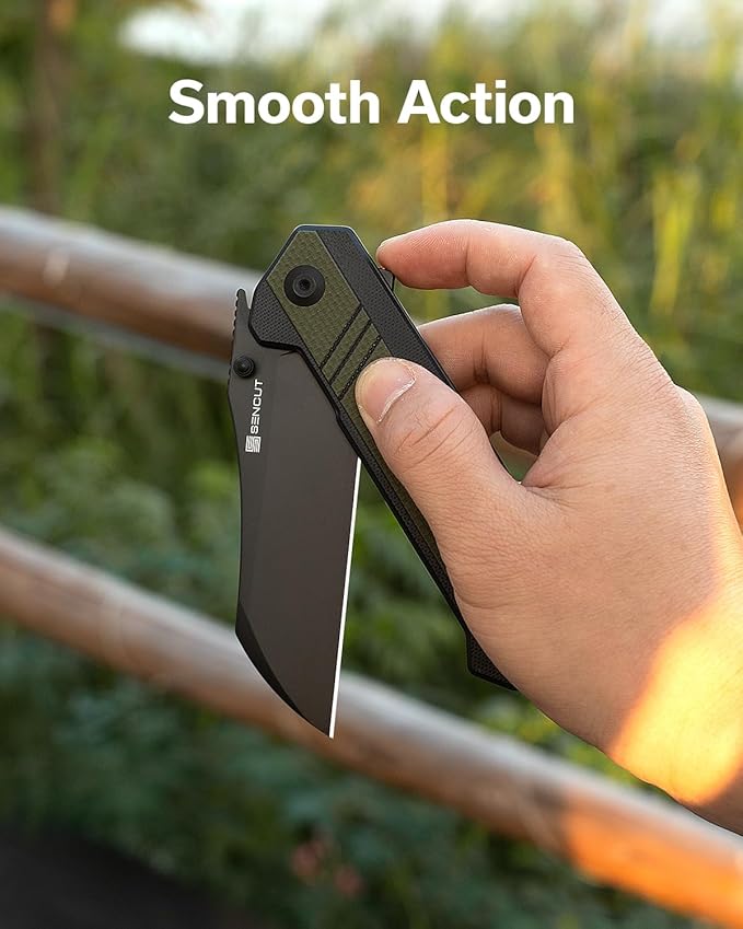 SENCUT Draxor Folding Pocket Knife for EDC Camping Knife with 3.7'' 9Cr18MoV Blade &amp G10 Handle Gift for Men Women (Green)