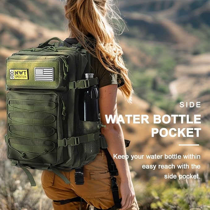 Military Tactical BackpackSturdy Work &amp Molle Laptops Rucksack Heavy Duty Pack for Hiking Camping Travel Fishing GymBlack