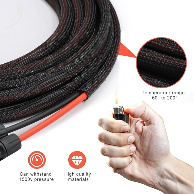 Twin Wire 60FT Solar Extension Cable - 10AWG (6mm²) Solar Panel Connector with 6 Pairs-IP67-Male/Female Solar connectors for Outdoor Automotive RV Boat Marine Solar Panel- Black &amp Red