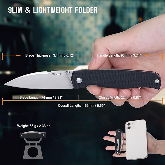 EDC Folding Small Pocket knife for men women 14C28NLiner LockG10 Lightweight Handle Cold Stainless SteelCamping Tactical Knives Belt Clip Flipper Microtech Elemental Survival Hiking Hunting Gad