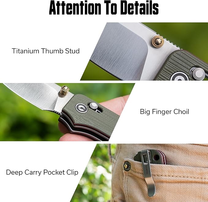 CIVIVI Small Pocket Knife for EDC Baby Banter 2 - TG Crossbar Lock folding Knife with 2.34 14C28N Blade Two-toned G10 Handle Titanium Thumb Stud Opener C24074-1