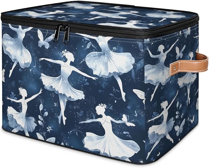Storage Bins with Lids Butterfly Ballet Storage Basket Clothes Organizer with Handles Closet Storage Containers for Clothing Bedding Blanket
