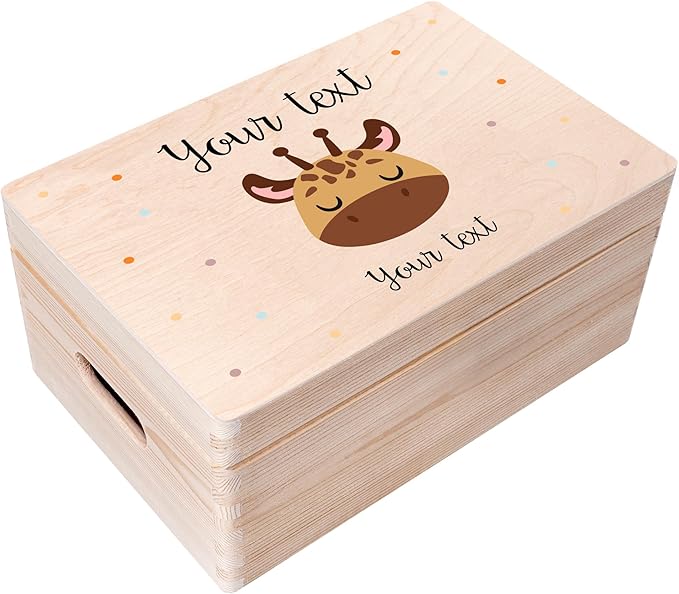 Creative Deco Personalized Wooden Storage Box Baby Memory Box | 11.8 x 7.87 x 5.51 in (+-0.5) | Hinged Lid Handle Engraving | Unpainted Gift Box | Rough UNSANDED Keepsake Souvenir Chest