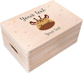 Creative Deco Personalized Wooden Storage Box Baby Memory Box | 11.8 x 7.87 x 5.51 in (+-0.5) | Hinged Lid Handle Engraving | Unpainted Gift Box | Rough UNSANDED Keepsake Souvenir Chest