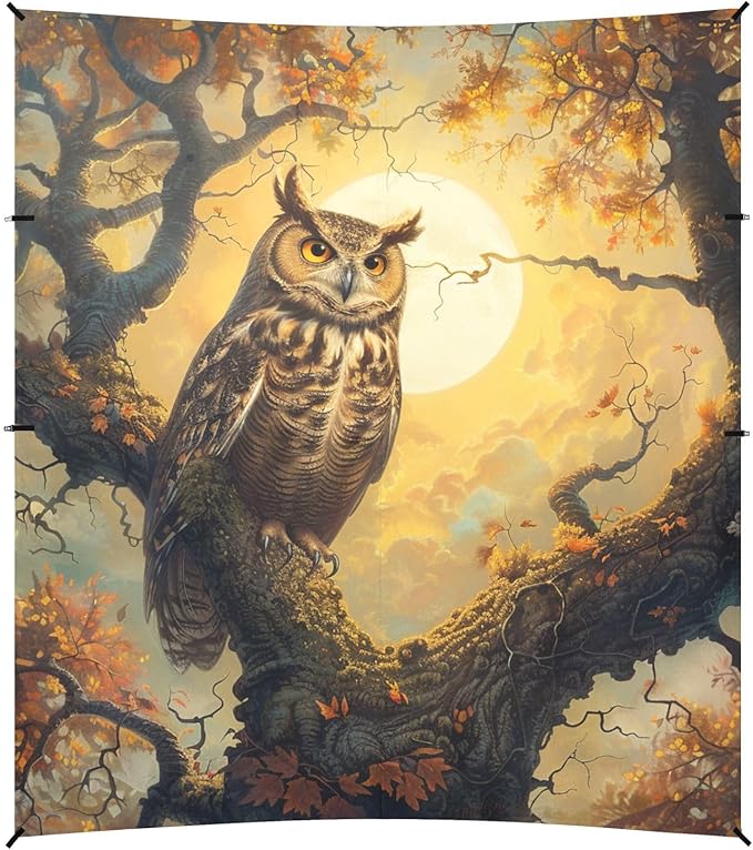 ALAZA Owl on The Tree Beach Tent Sun Shelter Portable Canopy Sunshade for Outdoor Camping Picnics Backyard Fun 10x9 ft