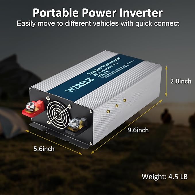 WZRELB 2000W Pure Sine Wave Inverter 48V DC to 110V 120V AC Power Converter with LED Display Off-Grid Portable Power Inverter with 4 AC Outlets for Home RV Truck Camping