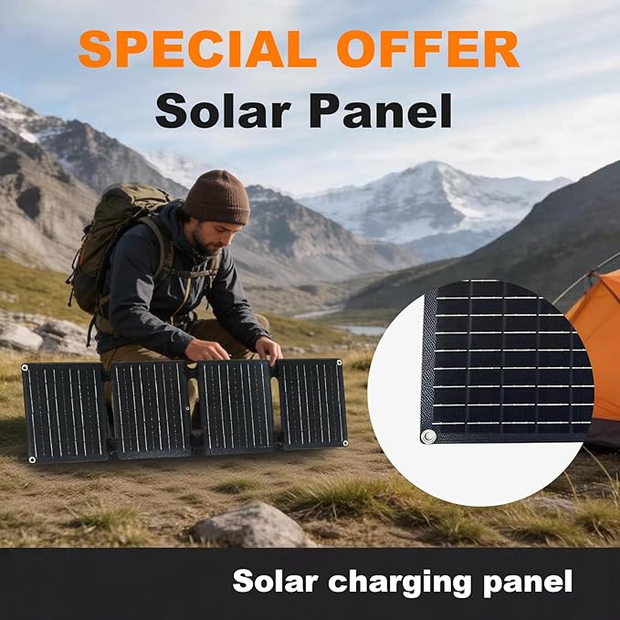 30W Portable Foldable Solar Panel 4-Fold Solar Charger with USB QC3.0 &amp DC 18V Outputs lPx4 Waterproof Solar Panel Charger for Camping Hiking Portable Source Emergency Power Outage