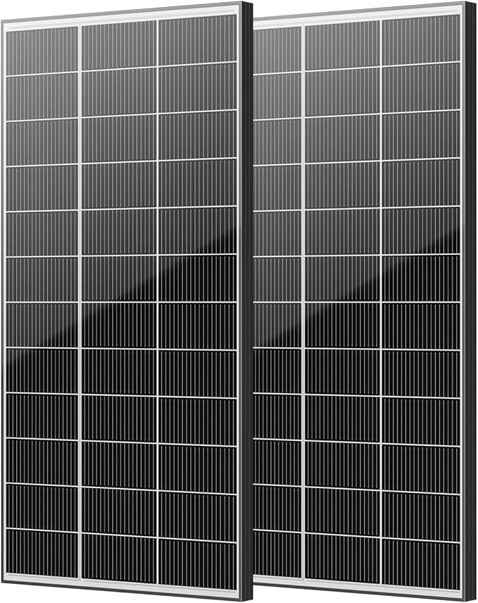 Bifacial 300W Solar Panel 25% High Efficiency with N-Type 18BB Cells Capture 30% More Energy from Front &amp Back Weatherproof for RV Off-Grid Home Farm Marine &amp Harsh Environments (300W-2PACK
