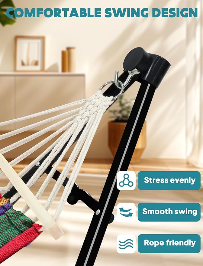 Anyoo 2 in 1 Hammock and Swinging Chair with Collapsible Steel Stand &amp Carrying CasePortable &amp AdjustableEasy Set Up for OutdoorIndoorPorch SwingPatioGardenCamping Trip