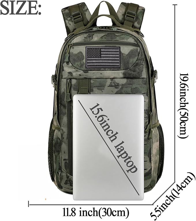 Tactical Backpack 30L Military Daypack Molle Army 3 Day Assault (Camo Green2)
