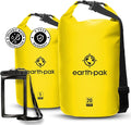 Earth Pak Waterproof Dry Bag - Roll Top Waterproof Backpack Yellow 5L &amp 20L