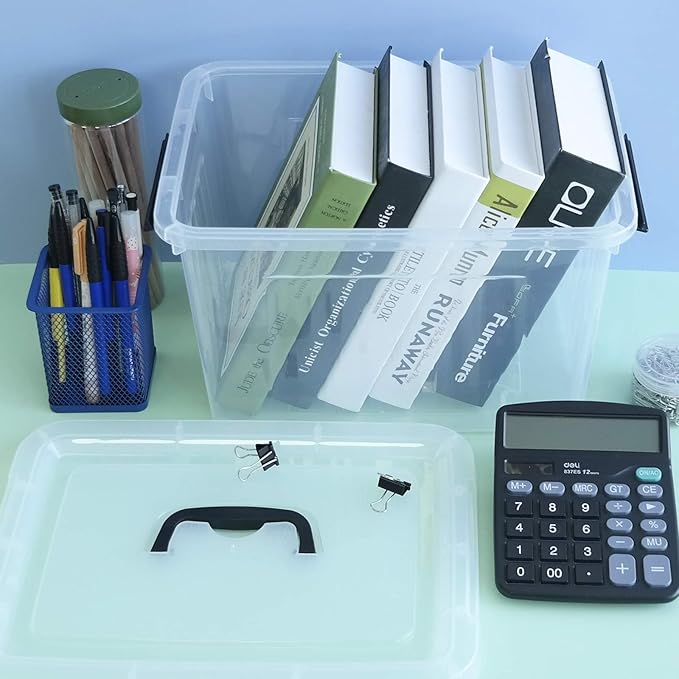 1-Pack Plastic Storage Box Clear Latch Box with Handle and Lid 10 L
