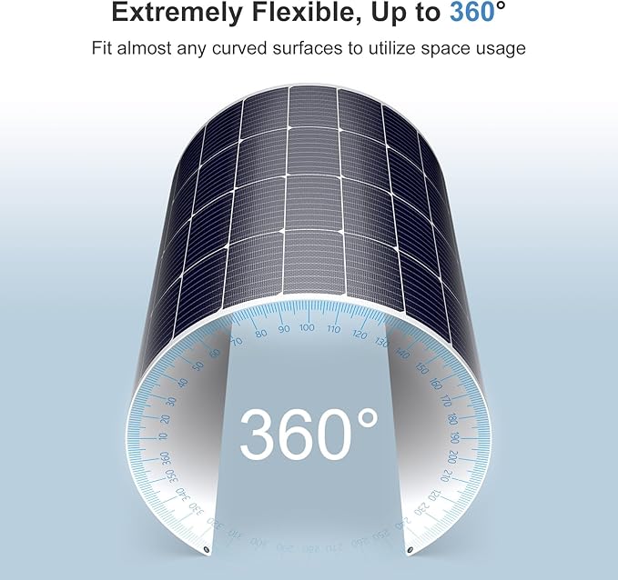 Solarapex 200watt Flexible Solar Panel -Lightweight Mono Solar with ETFE Coating IP68 Waterproof Fiberglass Protection for 12V Battery Charging in RV Boat Marine Camping &amp Off-Grid(200W)