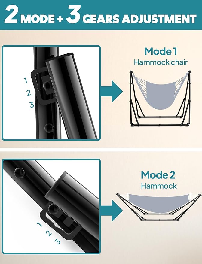 Anyoo 2 in 1 Hammock and Swinging Chair with Collapsible Steel Stand &amp Carrying CasePortable &amp AdjustableEasy Set Up for OutdoorIndoorPorch SwingPatioGardenCamping Trip