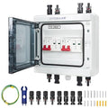 2 String 500V PV Combiner Box 2 in 2 Out Dual String 63A DC Circuit Breaker with Solar Disconnect Function Surge Protection IP65 Weather-Resistant Enclosure
