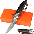 ALBATROSS Premium Damascus Folding Knife - EDC Pocket Knife with VG10 Damascus Steel Blade Quick Flip Assisted Opening Luminous Carbon Fiber Handle &amp Liner Lock - Great Gift for Outdoorsmen - HG
