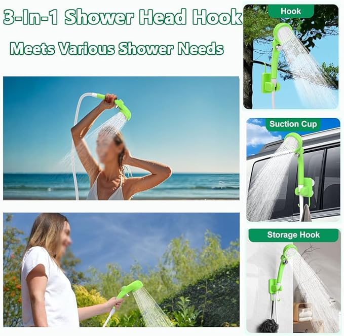 Portable Camping Shower 6000mAh Rechargeable Camping Shower with Intelligent Digital Display Outdoor Camp Pump 4 Spray Modes Camping Shower Pump for Hiking Travel Car Pet GreenB