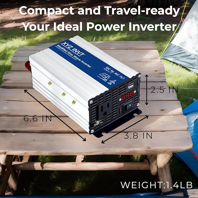 500W Power Inverter 24V DC to 110V 120V AC Modified Sine Wave Car Power Inverter with 1 AC Outlet &amp 1 USB Port &amp LED Display for Car RV Emergency Off-Grid Over 90% Efficiency