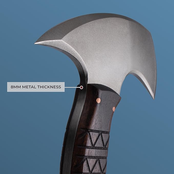 AncientSmithy Tactical Tomahawk Axe Handmade Camping Outdoor Hatchet Full Tang with Leather Sheath