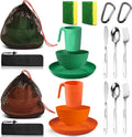 Scout Camping Mess Kit for Person Boy Scout Dishes Set Girl Scout Mess Kit with Mesh Bag Reusable Light Weight Eating Utensils Plastic Camping Cutlery Set for Travel Camp