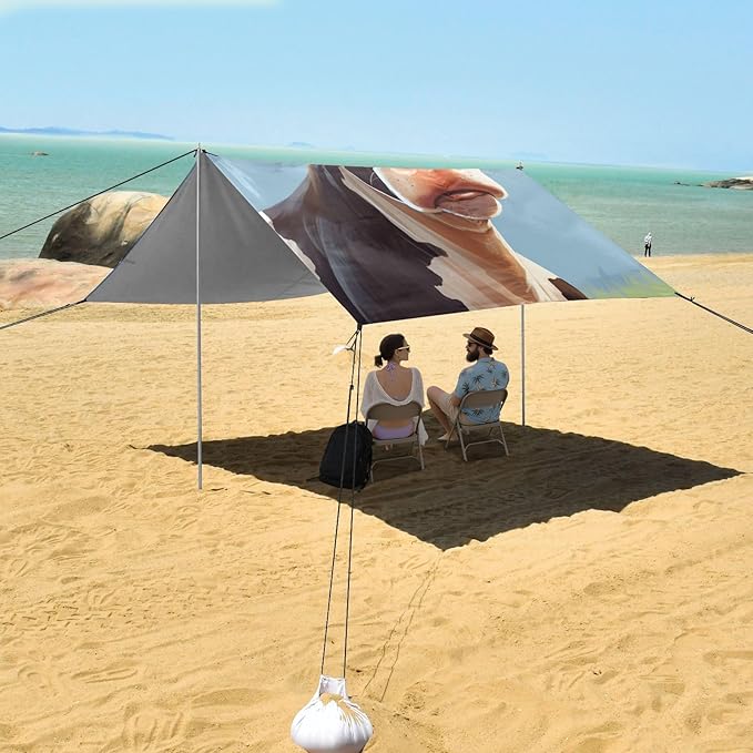 ALAZA Cow Portrait Beach Tent Sun Shelter Portable Canopy Sunshade for Outdoor Camping Picnics Backyard Fun 10x9 ft
