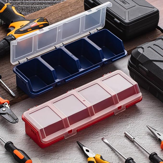 4 Piece Screw Organizers and Storage Bins with Locks Hardware Organizer Box Plastic with Compartment Bolt Organizer