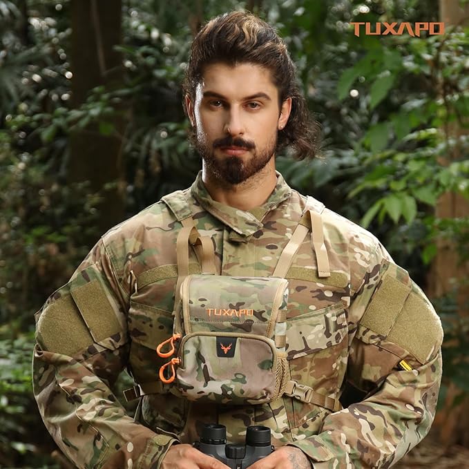 Binocular Harness Chest Pack with Rangefinder Pouch Rain Cover Bino Case for Hunting Hiking Shooting