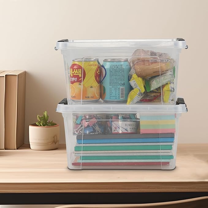 6 Liter Plastic Storage Box Clear Storage Bin with Lids Set of 6