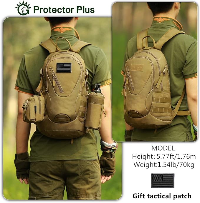 Protector Plus Tactical Motorcycle Backpack Small Military Cycling Pack Bug Out Bag (Patch Included)