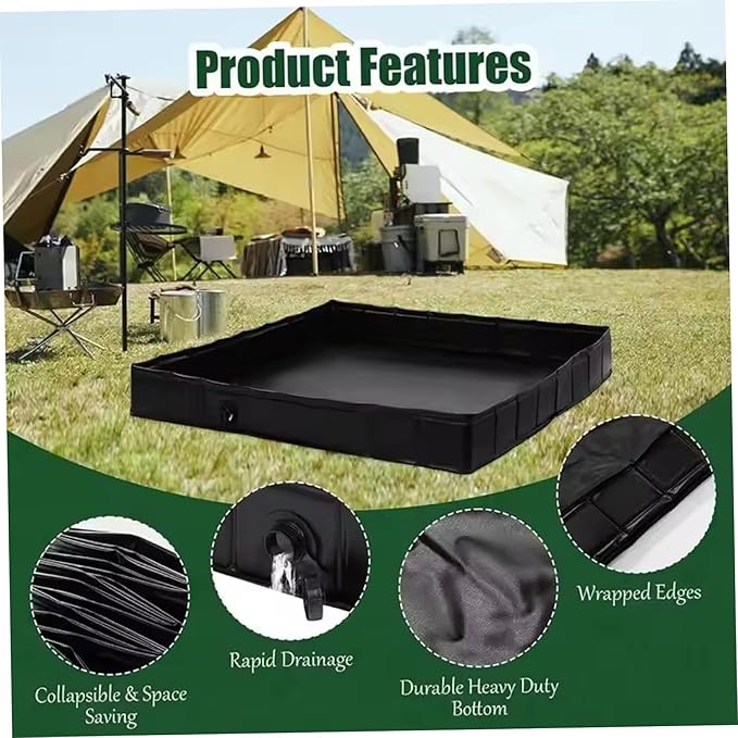 Portable Shower Base 41x41x5 Inch Portable Shower Pan with Drain Pipe &amp Clamp Foldable PVC Base for Camping Travel Outdoor Outdoor Camping