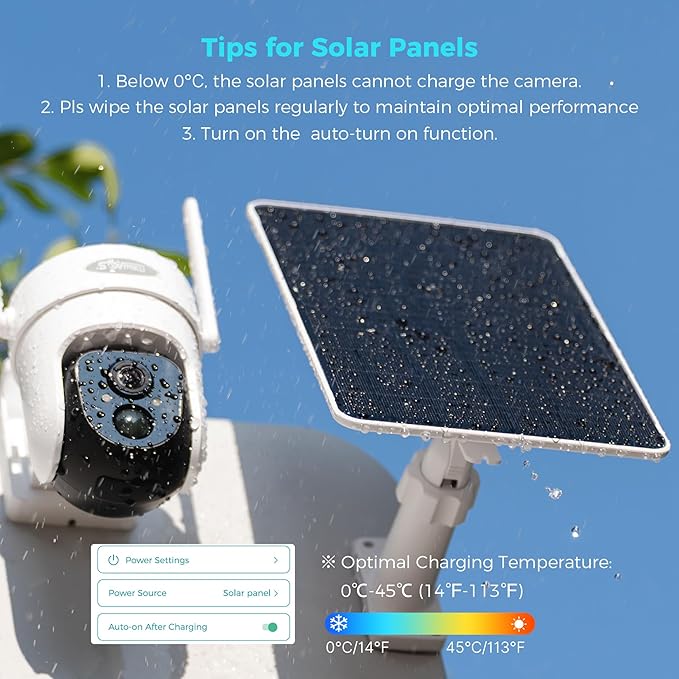 5V 8W Solar Panel for Security Camera For Bird Feeder 4G AOV Trail Cam Ring Tapo Eufy Vicohome Eseecloud Native USB-C Micro-USB &amp DC 3.5mm*1.35mm 23% Conversion 9.8 Ft 180 Days Exchange Po