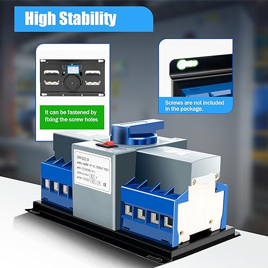 Dual Power Automatic Transfer Switch 63A 2P/4P 110V Generator Changeover Switch Tool Electronic Power Circuit Breaker Controller 50HZ/60HZ (4P/63A Blue)