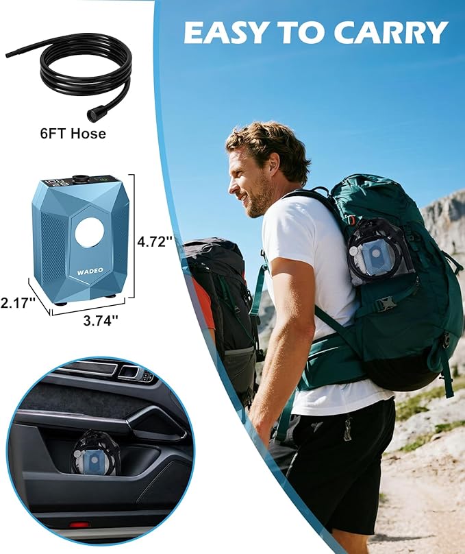 WADEO Portable Shower for Camping Outdoor Electric Shower Rechargeable Pump with 20L Collapsible Bucket Camping Shower Light for Camping Hiking Traveling Washing