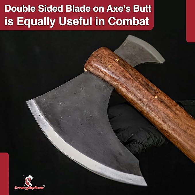 Armory Replicas™ Woodsman Outdoor Double-Bitted Axe – High Carbon Steel Twin Blades with Sheesham Wood Handle 35
