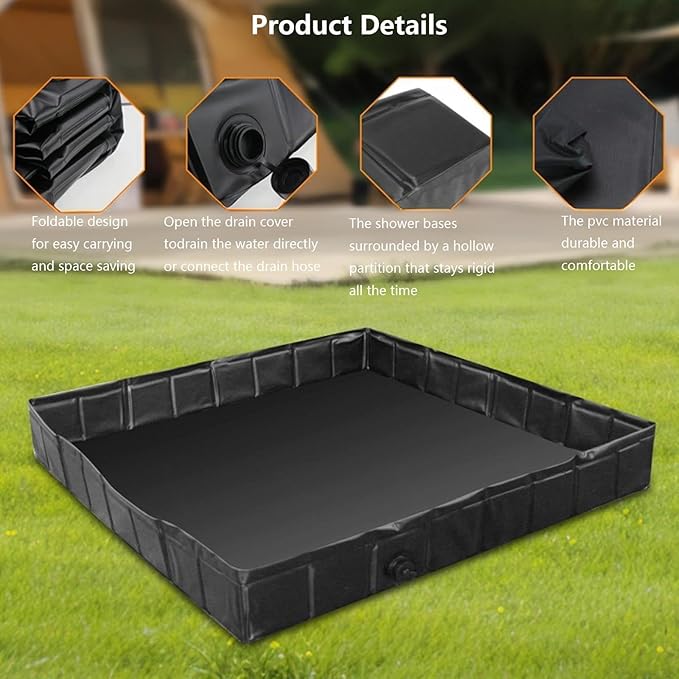 Camping Shower Floor with Drain Hose Shower Floor Portable Portable Beach Shower for RV Beach Glamping