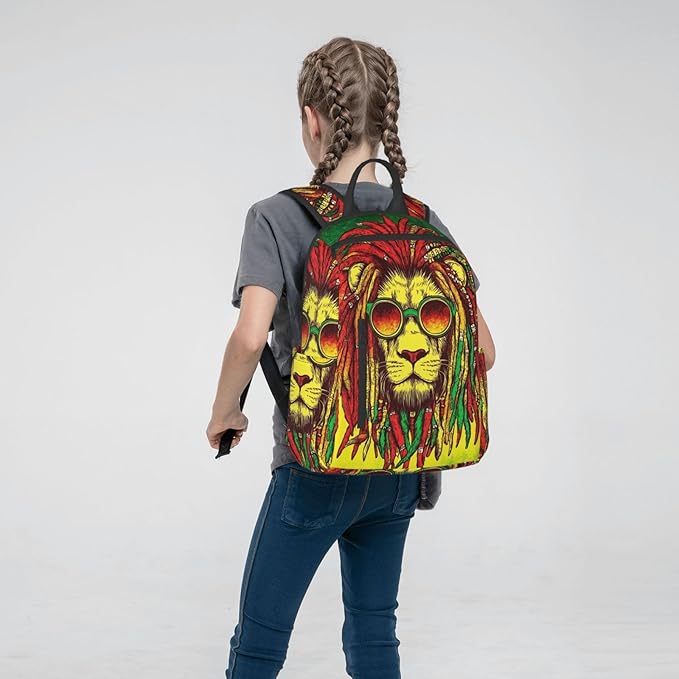 Backpack for Hiking Travel jamaican rasta flag rastafarian reggae lion Bookbag