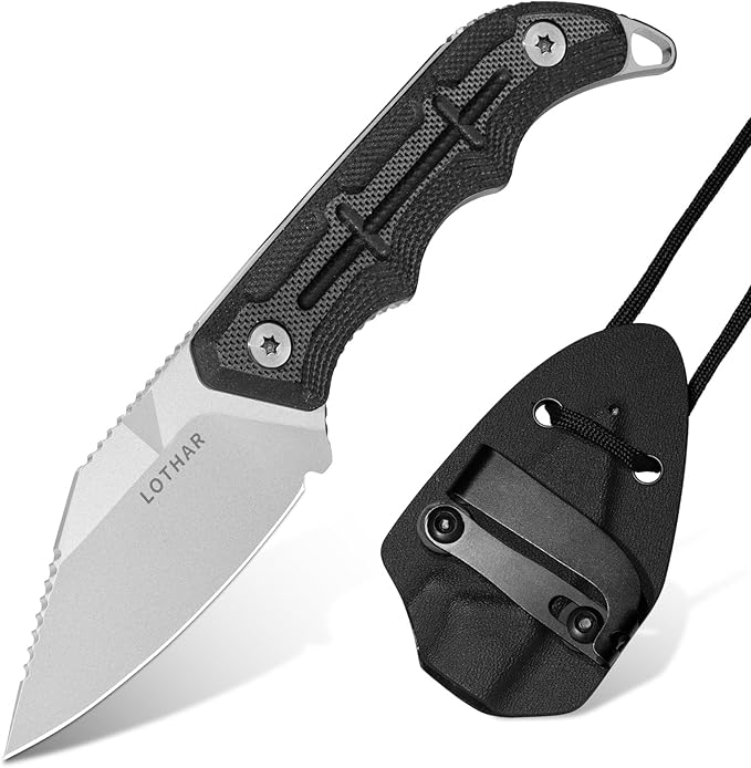 LOTHAR BEAVER EDC Fixed Blade Knife Small Survival Knife with 2.2 14C28N Steel Blade &amp Kydex Sheath Adjustable Horizontal Vertical Carry for Camping Hiking Hunting Everyday Carry