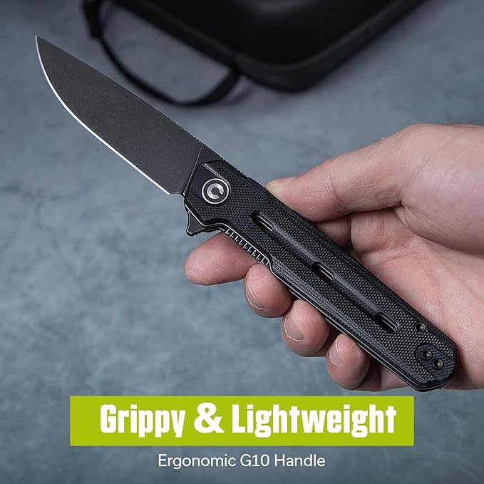 CIVIVI Navo Pocket Knife for EDC 3.25 Nitro-V Blade G10 Handle with Reversible Clip Folding Knife for Men Women C25015A-1 Black