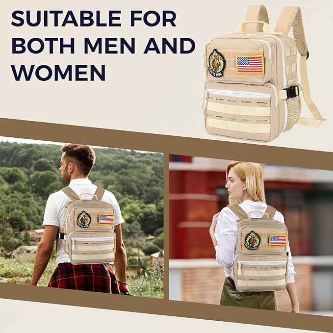 9L Mini Tactical Backpack for Men WomenSmall Military Tactical Backpack for SportGymHikingTravelCamping (Beige)