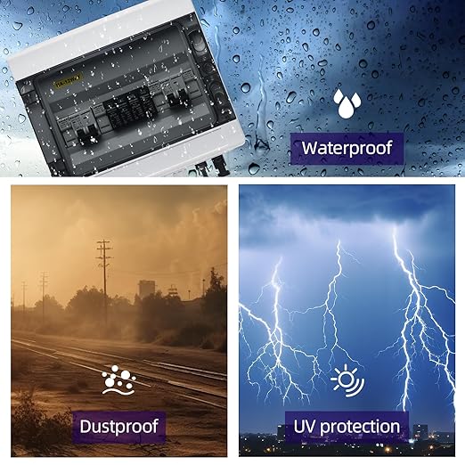 Solar Panel Disconnect Switch40A 1000V RV Circuit Breaker Box with PV Surge Protector IP65 Waterproof PV Combiner Box for Solar Panel