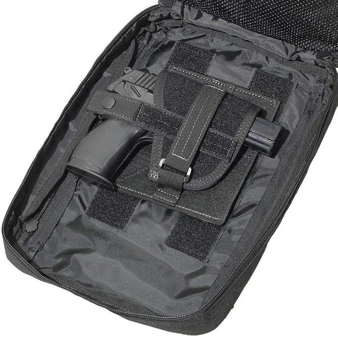 REEBOW GEAR Tactical Sling Bag Pack w/Gun Holster Small Military Rover Shoulder Sling Pack Molle Assault Range Bag Everyday Carry Diaper Bag (Style 07-Tan)